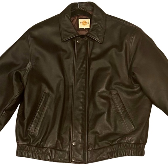 VINTAGE🍃99🍃HARD ROCK CAFE MAUI BROWN LEATHER BOMBER JACKET PURCHASED ON TRIP🍃 - Picture 2 of 12
